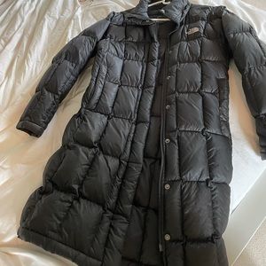 Black north face long coat